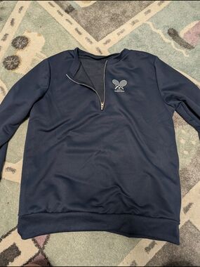 Women's Half-Zip Tennis Pullover Sweater - Navy